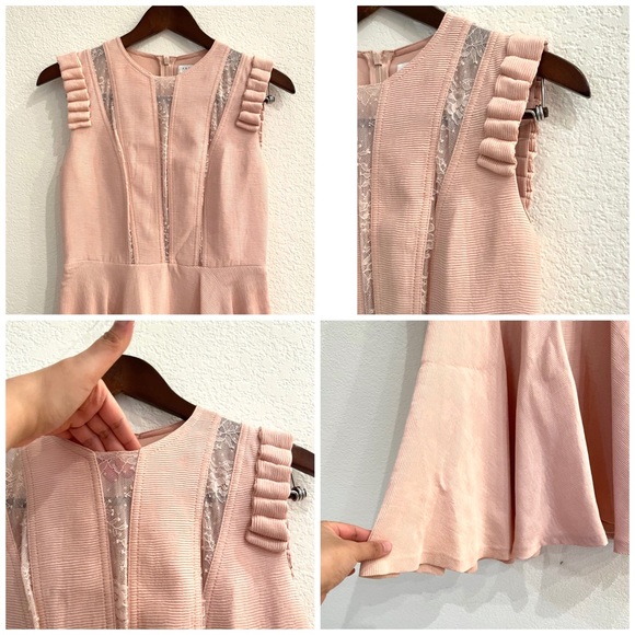 NWOT Sandro Paris Lace Inset Ruffle Dress in Blush FR 36; US 2-4 / Small - Picture 11 of 16